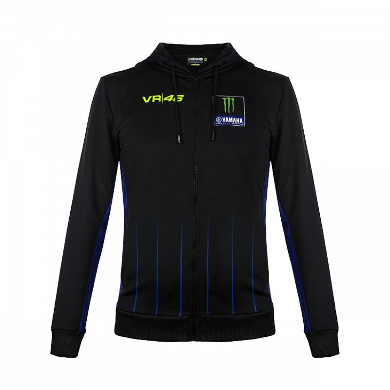 Hoodie Fleece Yamaha Vr46 Black Official Valentino Rossi 46