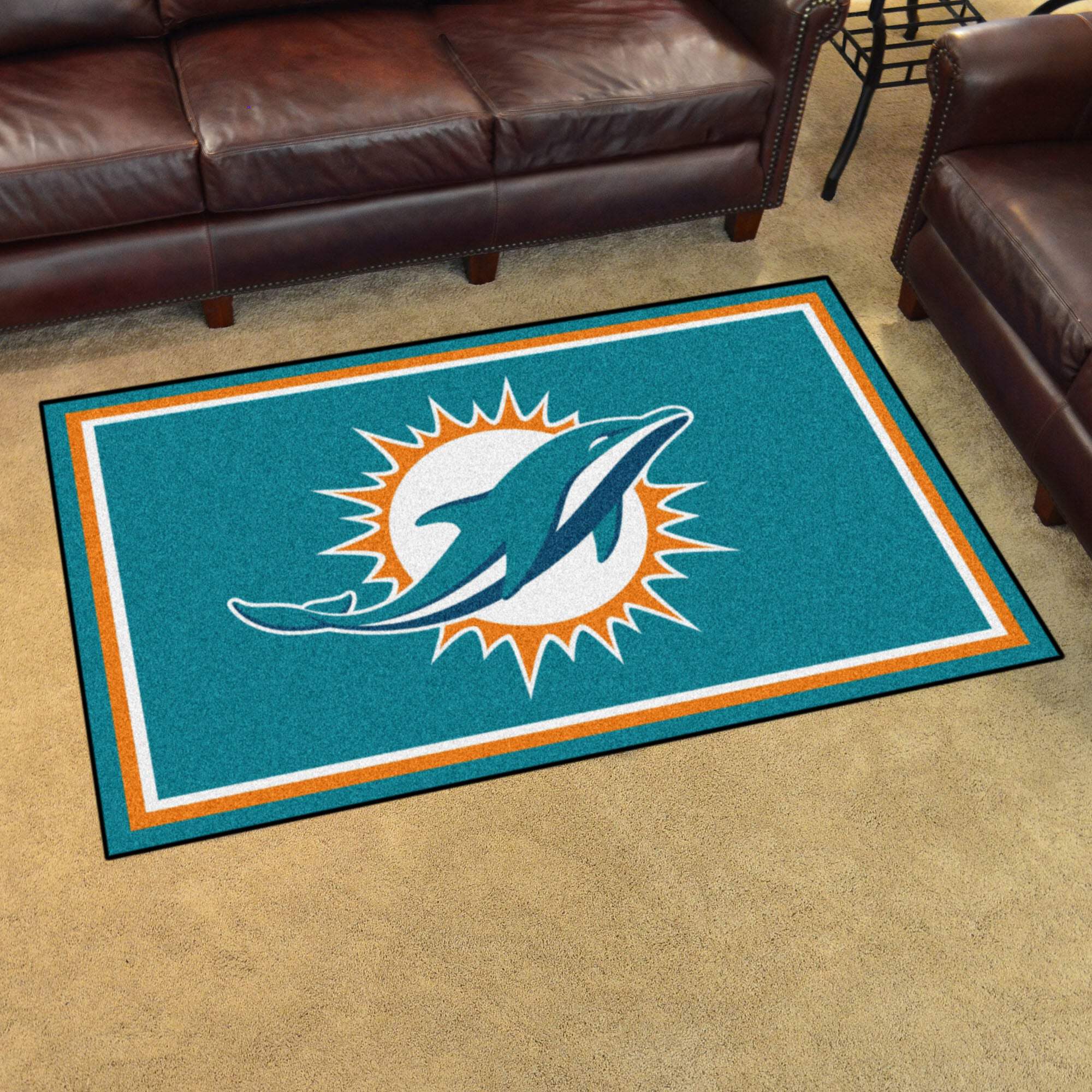 Fanmats® - NFL Miami Dolphins Ultra Plush Area Rug with Dolphin Logo - Picture 7 of 9