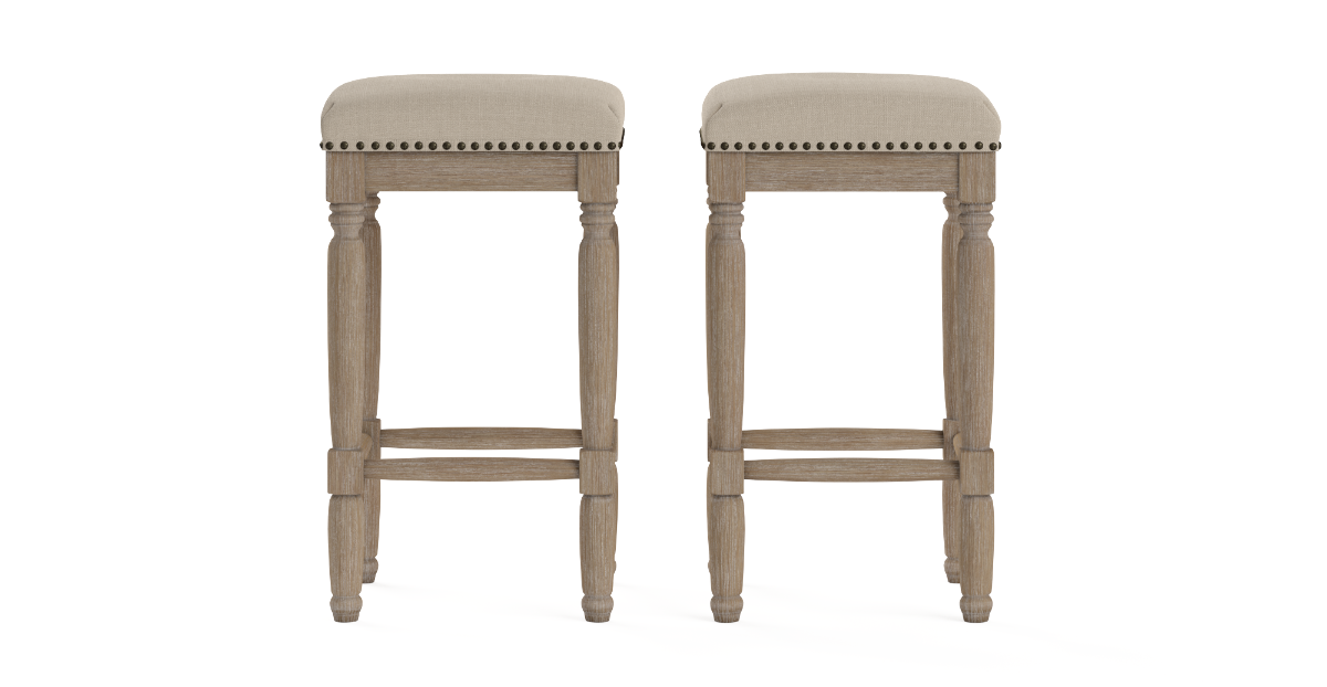 Brosa Clovis Set of 2 Counter Stools - French Beige, 65cm