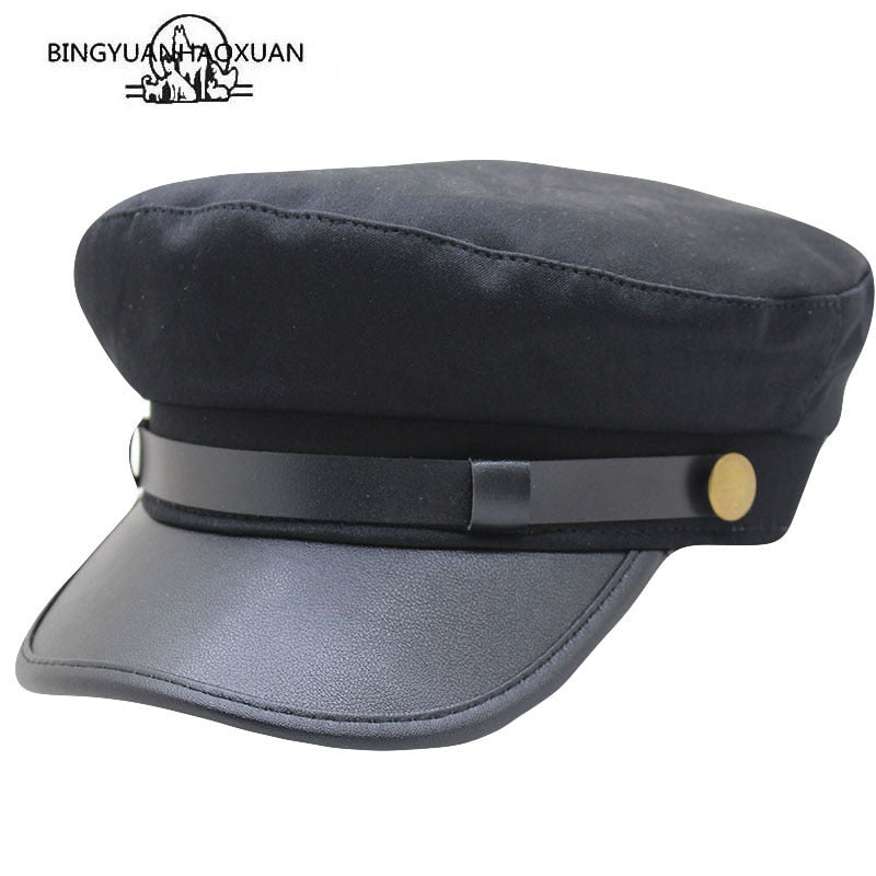 military cap leather