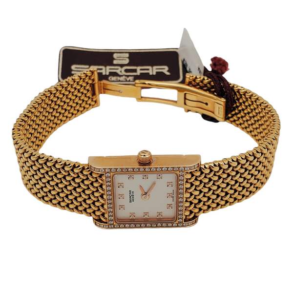 Sarcar Time Square Lady 18K Gold Watch with Diamond Dial & Diamond