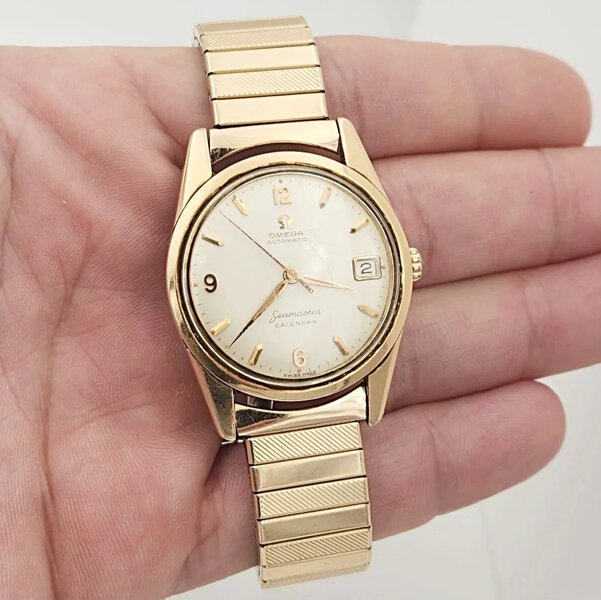 Omega 34mm Vintage 1950's Seamaster Calendar Automatic Rose Gold