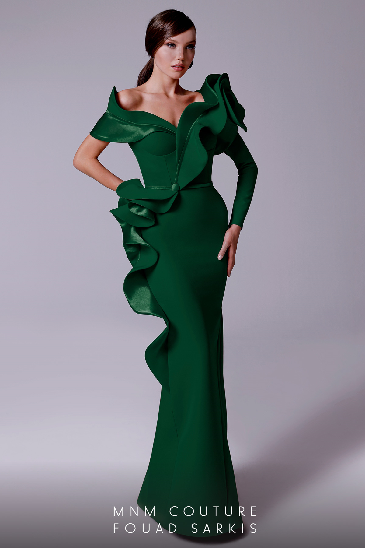 comino couture green dress MNM 2714 Evening ~LOWEST PRICE GUARANTEE~ NEW Authentic SEPMARKDOWN2025
