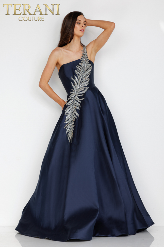 terani couture navy blue dress Terani Couture 252M5309 - Long Mikado Mermaid/A-Line Dress