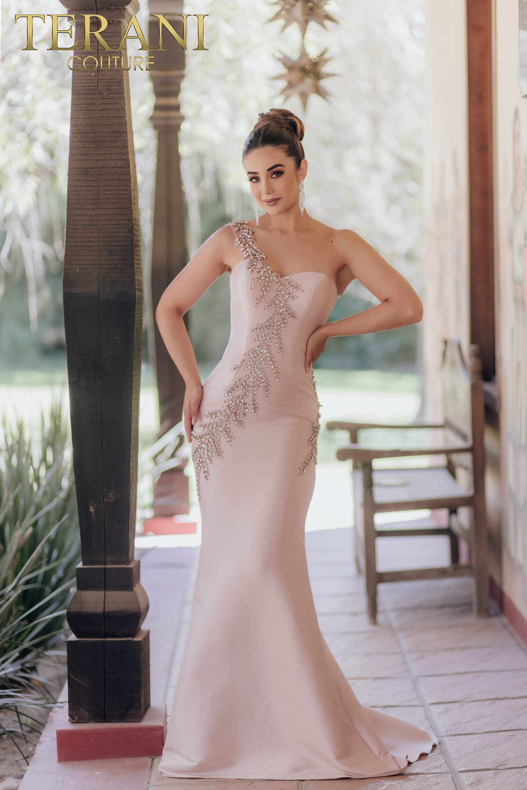 terani formal dresses Couture 262M7278 Matte Satin Length Women's | Sleeveless Sheath Beaded