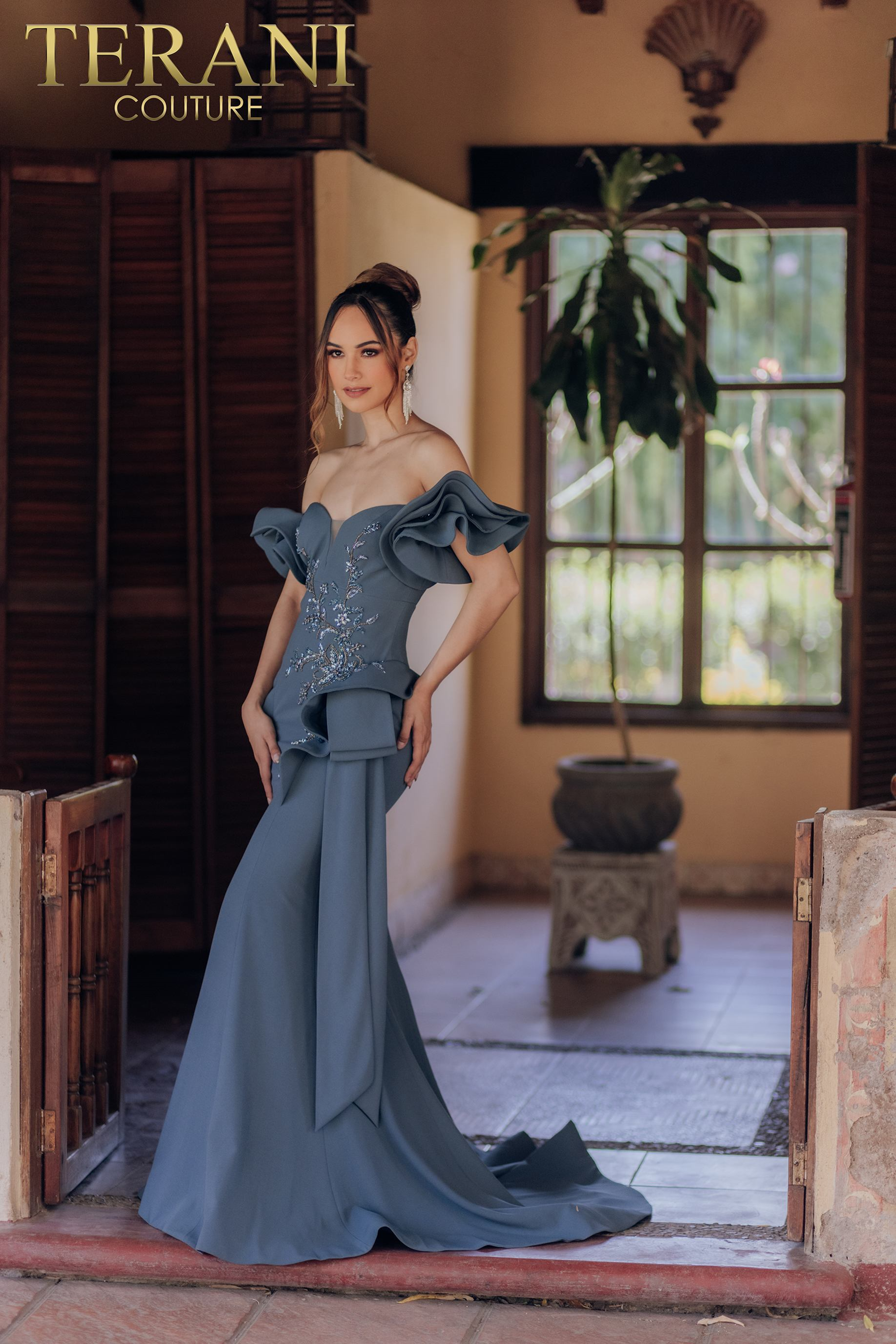 terani couture evening dresses Terani Couture 252M5364 Long Fitted Formal Peplum Evening Dress