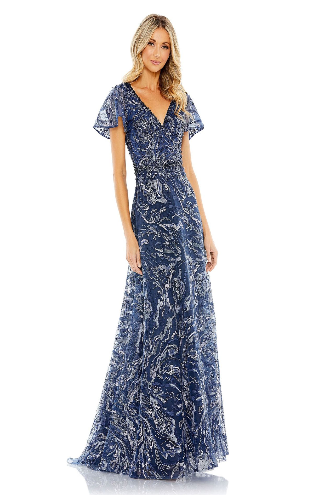 green emerald velvet dress Mac Duggal Embellished Floral Long Sleeve Gown