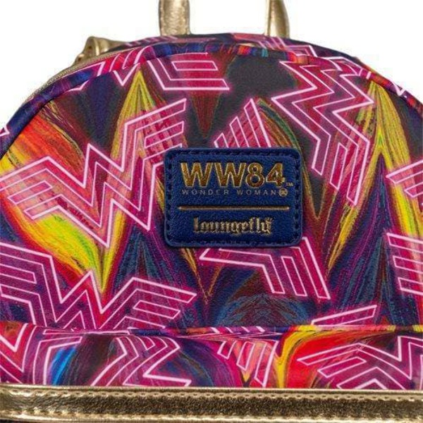 Loungefly WW84 Wonder Women Entertainment Earth Exclusive Mini Backpack NWT Loungefly DC Comics Wonder Woman 1984 Metallic Gold Mini  main image 4