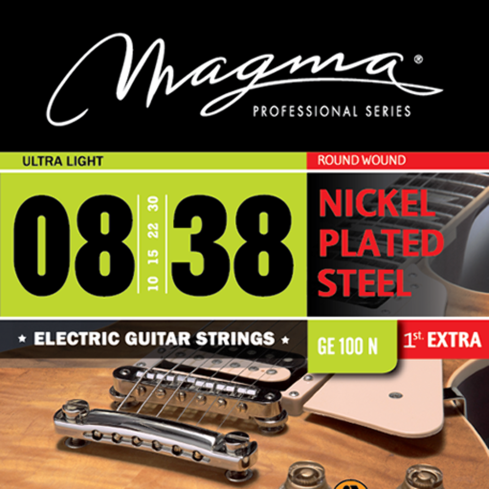 Juego de cuerdas para guitarra eléctrica Magma calibre ultra ligero acero niquelado, .008 - - Imagen 2 de 2