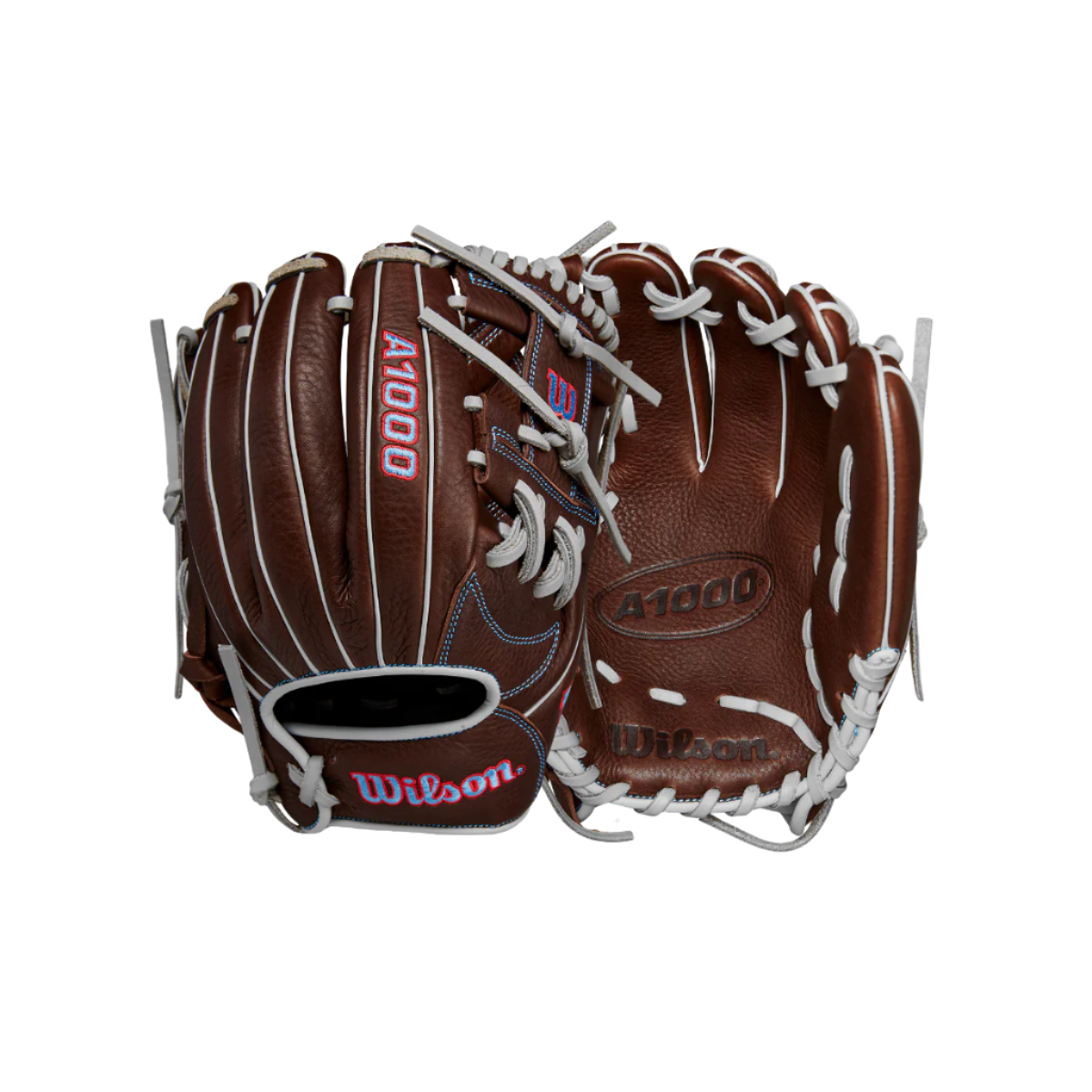 Wilson A1000 1787 Glove Dark-Brown-Red-Blue | eBay
