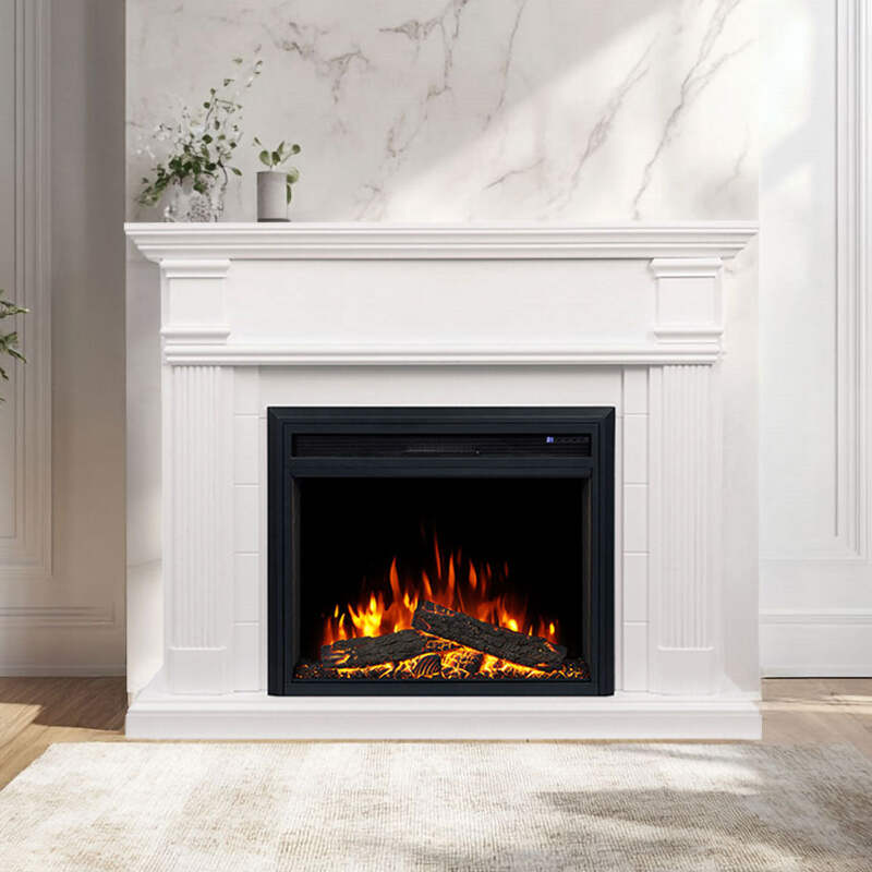 New White George 2000W Electric Fireplace Mantel Suite – Flame