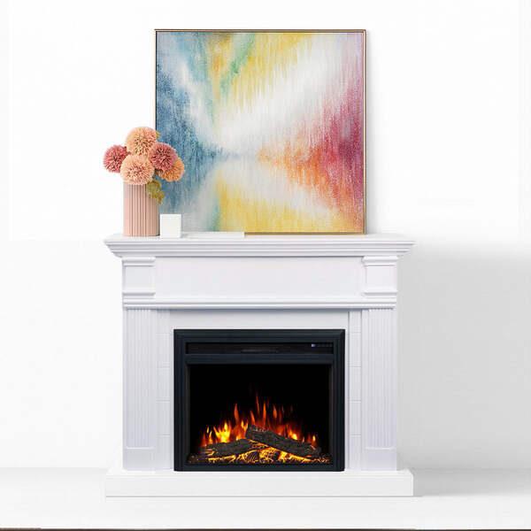 New White George 2000W Electric Fireplace Mantel Suite – Flame