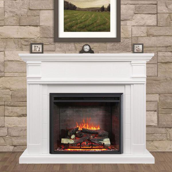 New White George 2000W Electric Fireplace Suite – Flame