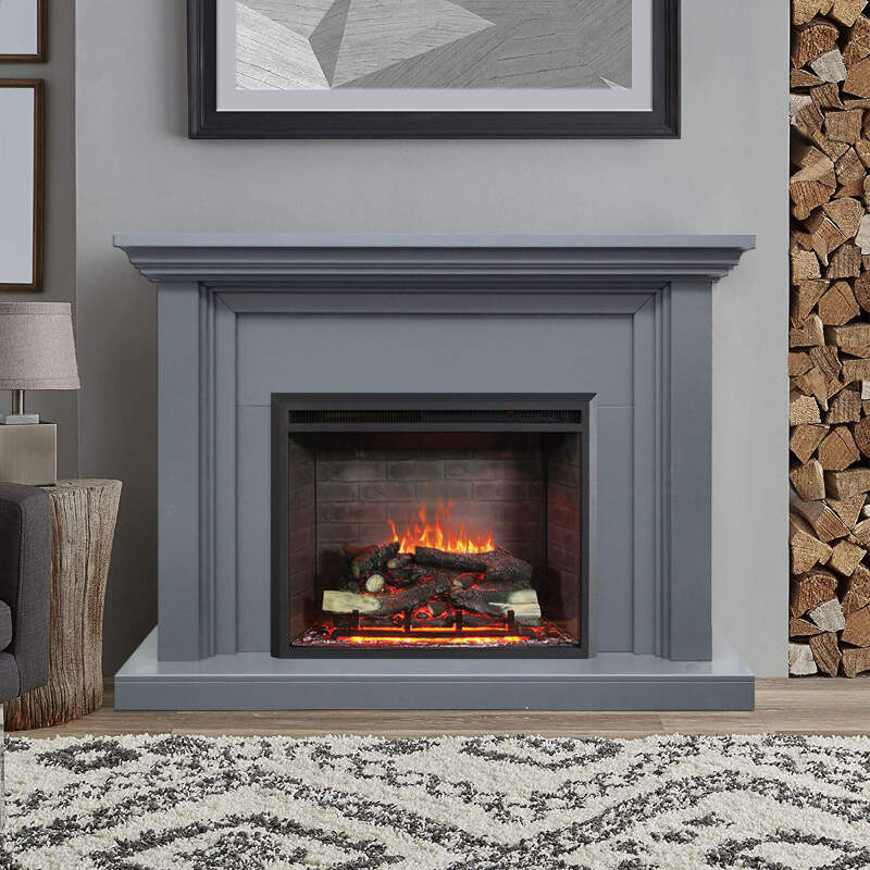 New Grey Kingsley 2000W Electric Fireplace Suite – Flame, Logs