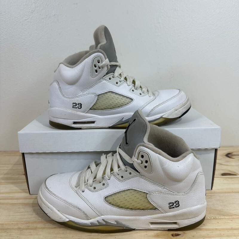 Air Jordan 5 ホワイト 9.5 US Air Jordan 5 White Metallic Sz 7Y | eBay