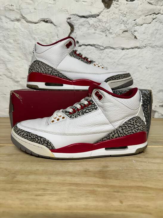 Air Jordan 3 Retro 'Cardinal Red' Men's Size 10.5 Pre-owned