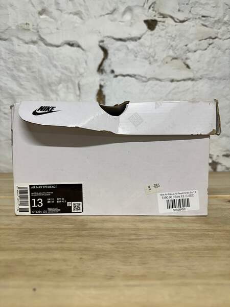 Nike Air Max 270 React 'Oreo' Men's Size 13 Pre-owned Sneakers