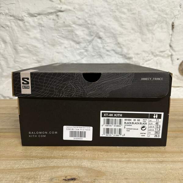 Salomon XT-4K 'Kith Black' Men's Size 11.5 BRAND NEW Sneakers