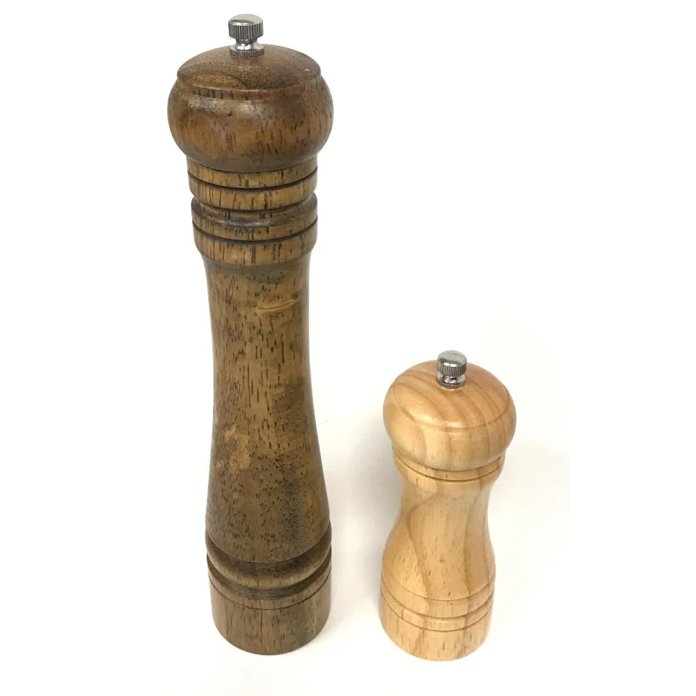 large wooden salt and pepper grinders