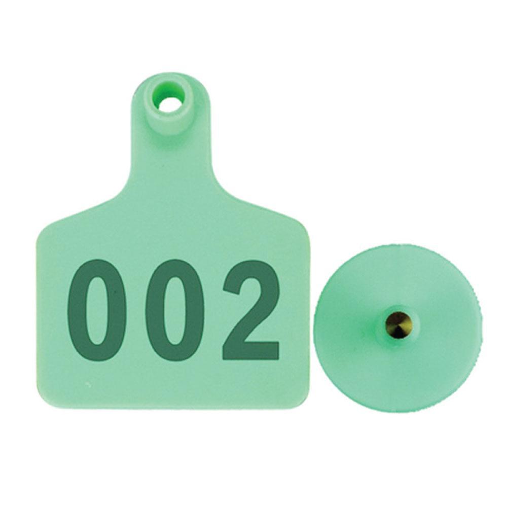 001-100 Cattle Number Ear Tags 5x4cm Green Cow Sheep Goat Small Livestock Labels