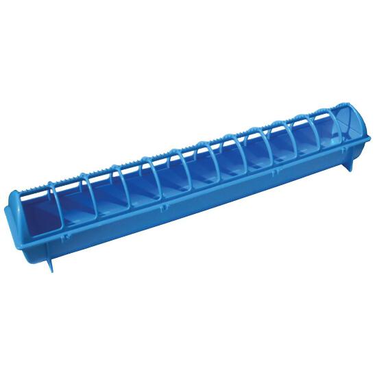 68cm Long Poultry Feeder Chicken Feeding Trough Blue Plastic Flip