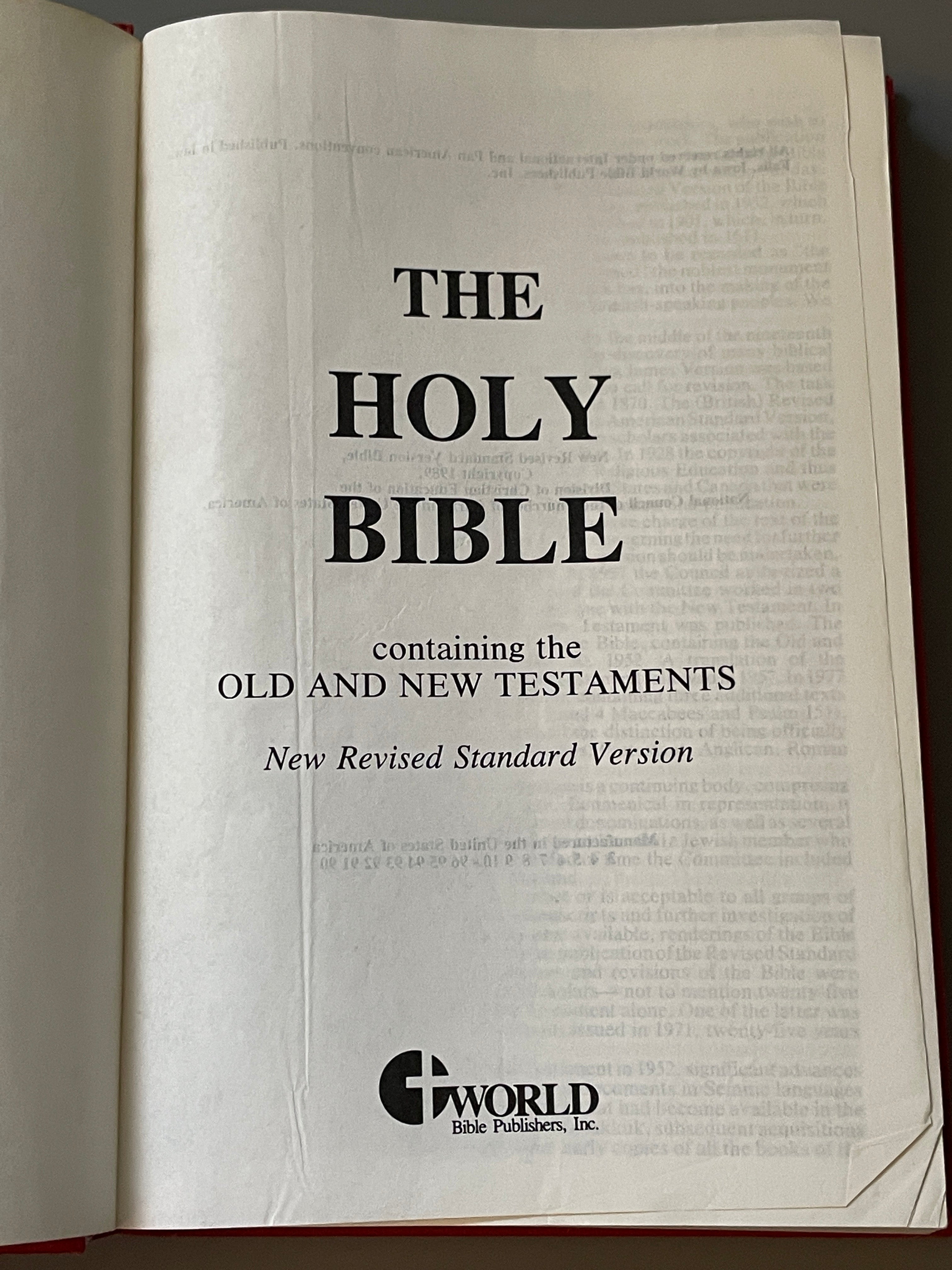 Holy Bible New Revised Standard Version Red 1989 NRSV World Bible