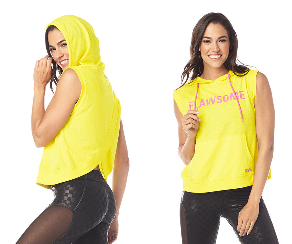 yellow sleeveless hoodie