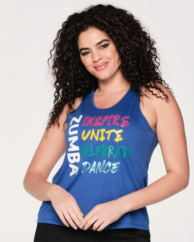 新作♪ズンバ Zumba Celebrate Tank - So Into Blue Zumba Celebrate Tank - So Into Blue Z1T000616 | eBay