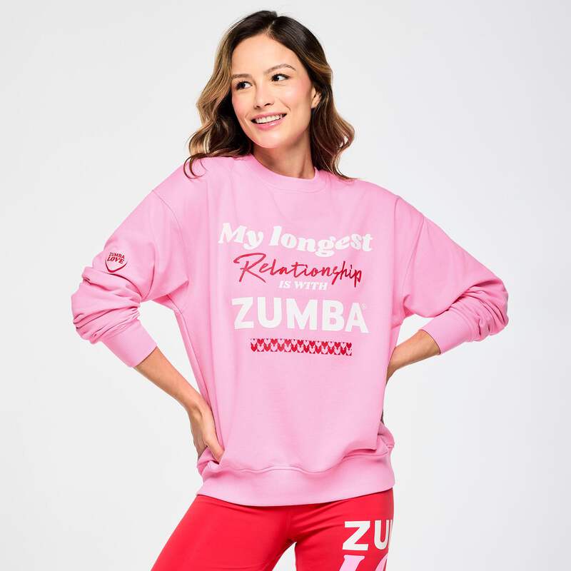 ズンバ Zumba Love Oversized Pullover Sweatshirt Pink-A-Boo Zumba Love Oversized Pullover Sweatshirt - Pink-A-Boo