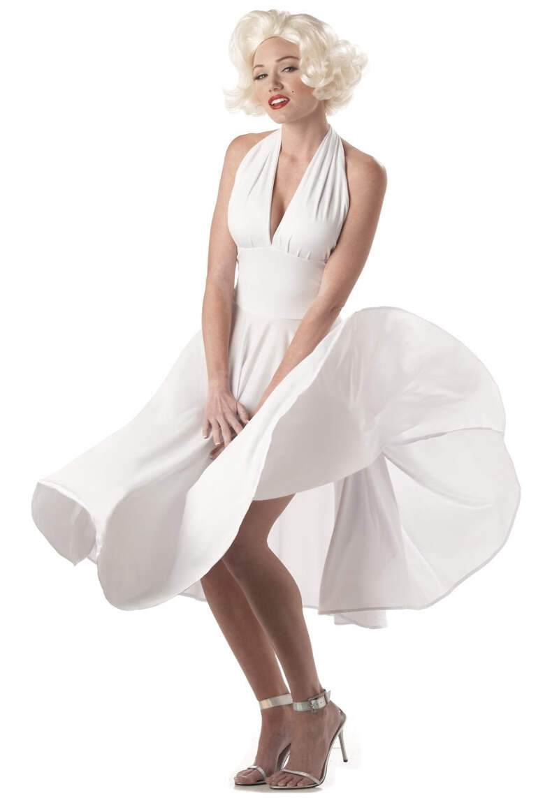 marilyn monroe pleated halter dress Deluxe White marilyn monroe iconic dress