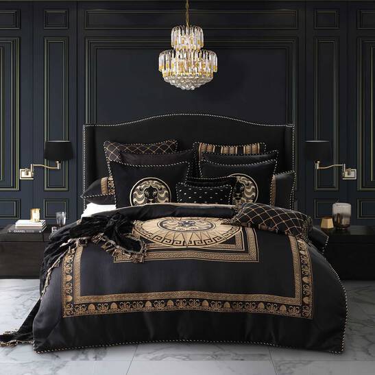 Massimo Black & Gold Luxury Lion Quilt Cover Set Doona ...