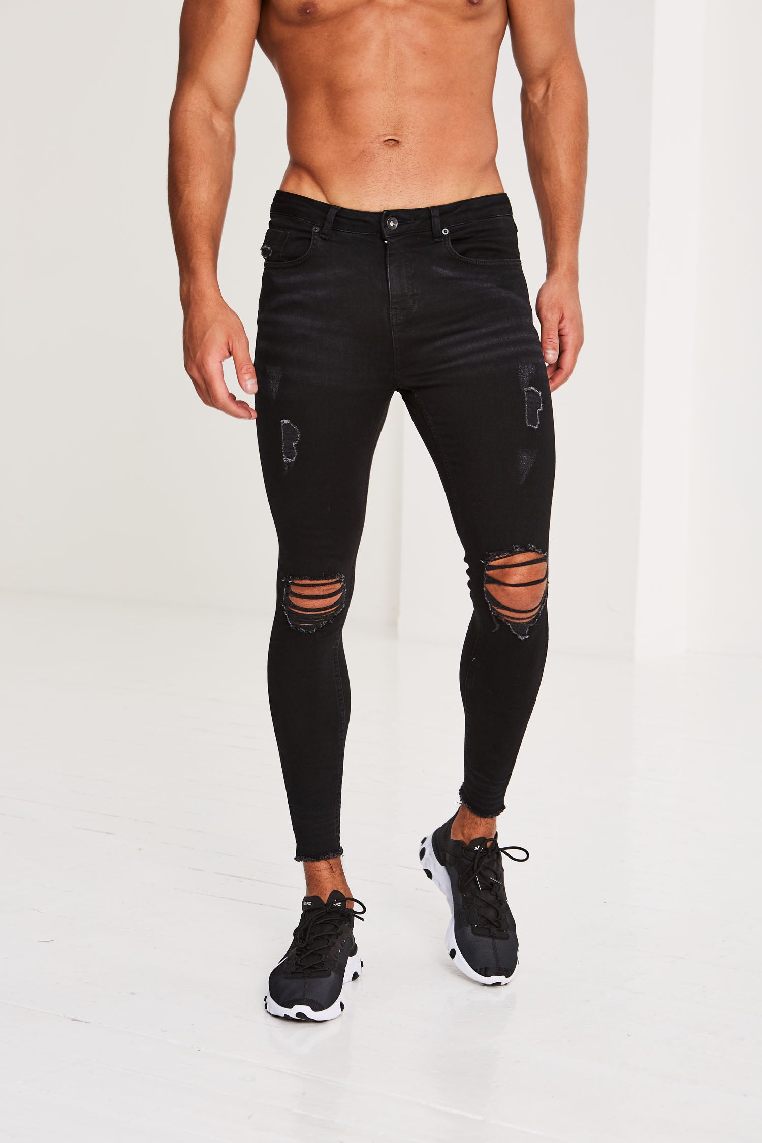 mens skinny jeans with frayed hem