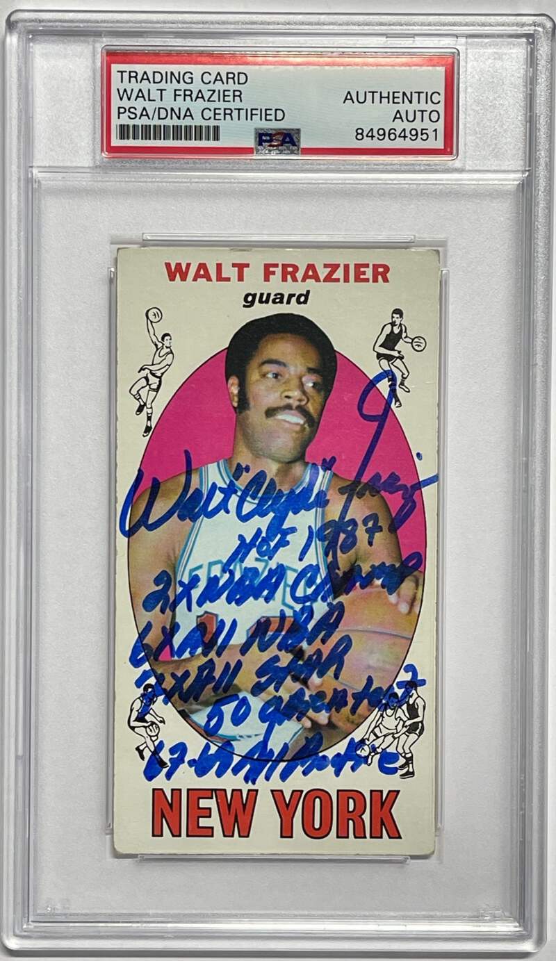 1969-70 Walt Clyde Frazier Signed Multi Inscription Topps Rookie