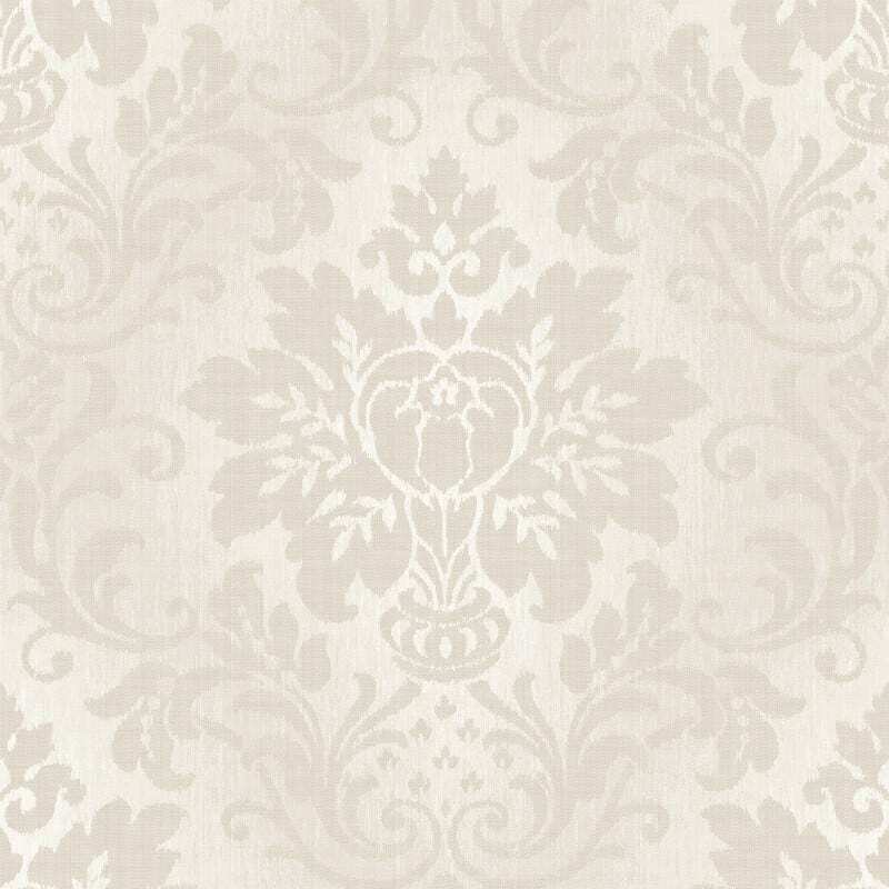 Fabric Taupe And Beige Damask Wallpaper Glitter Effect Textured