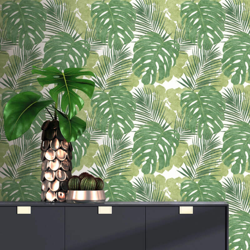 Portfolio Green Jungle Leaf Wallpaper By Rasch 214628 Ebay