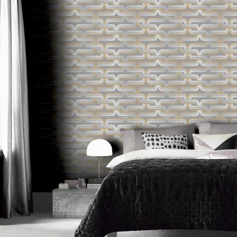 Arthouse Grey And Yellow Link Wallpaper Modern Design 902405 Ebay