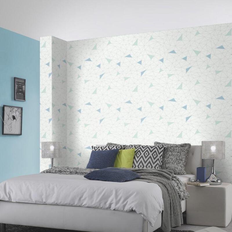 Graphic Arts Blue And Green Geometric Wallpaper Paste The Wall