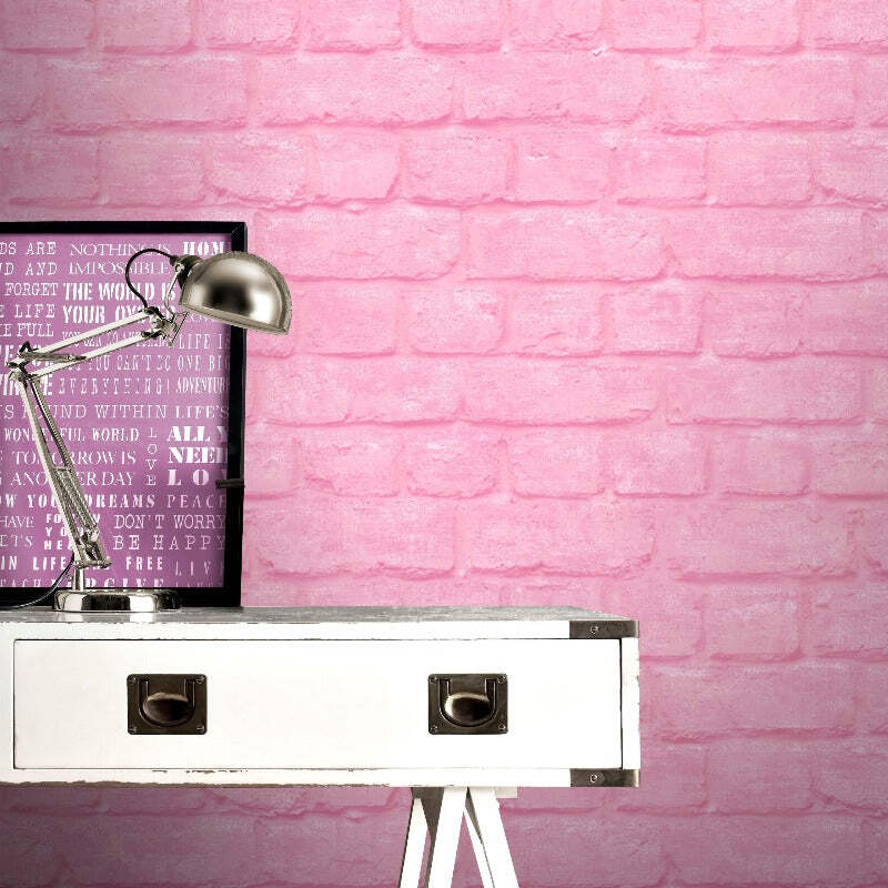 Portfolio Pink Brick Effect Wallpaper For Kids By Rasch 226805 Ebay