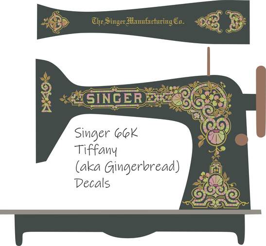 Model 66 'Tiffany' or 'Gingerbread' Sewing Machine Waterslide