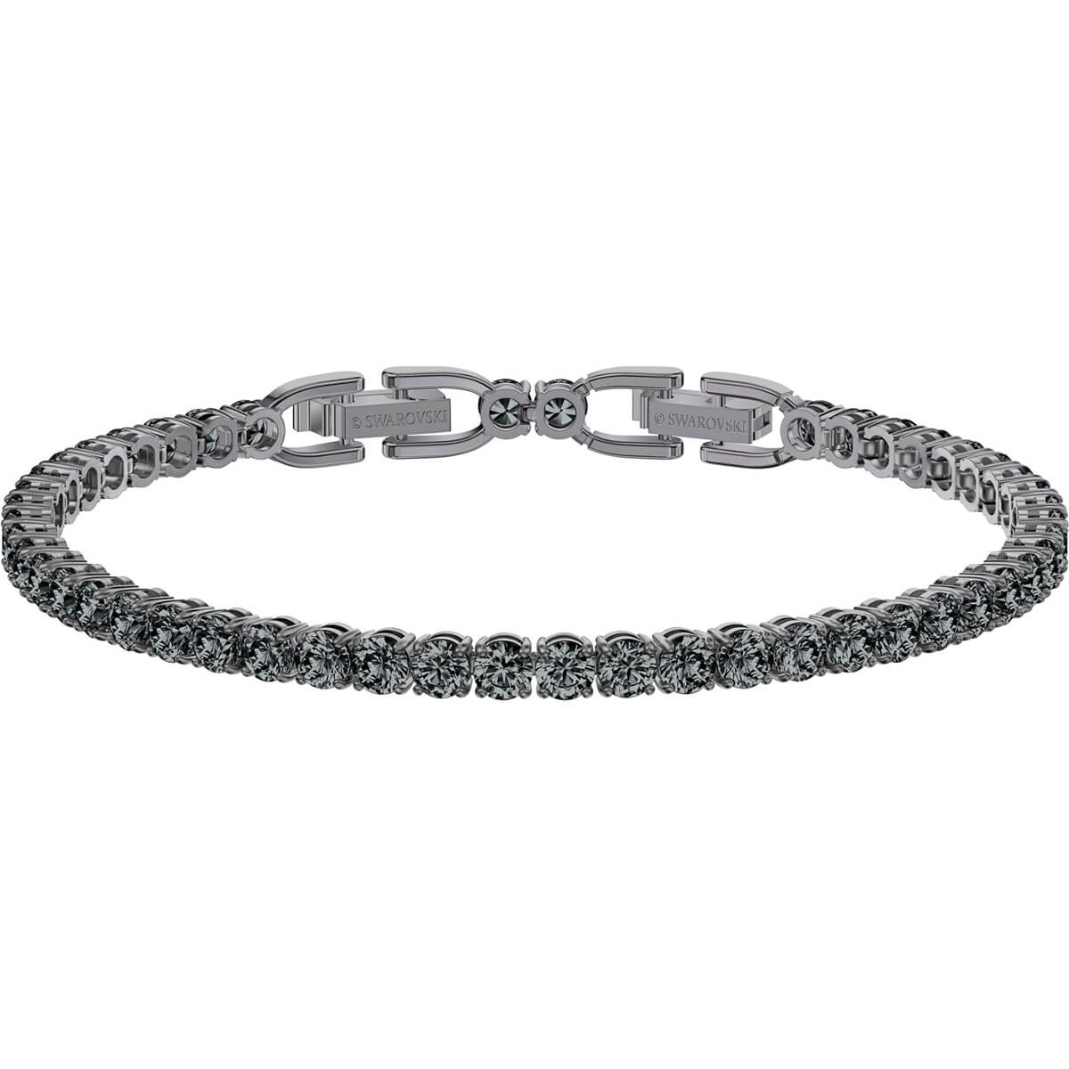 Swarovski Tennis Deluxe Bracelet, Round Cut Gray Ruthenium Swarovski Tennis Deluxe Bracelet, Round Cut Gray Ruthenium