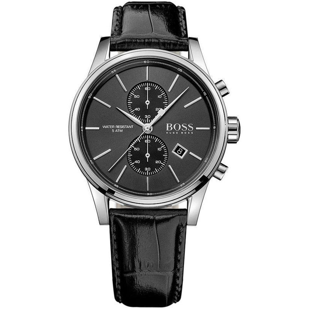 mens black leather watch