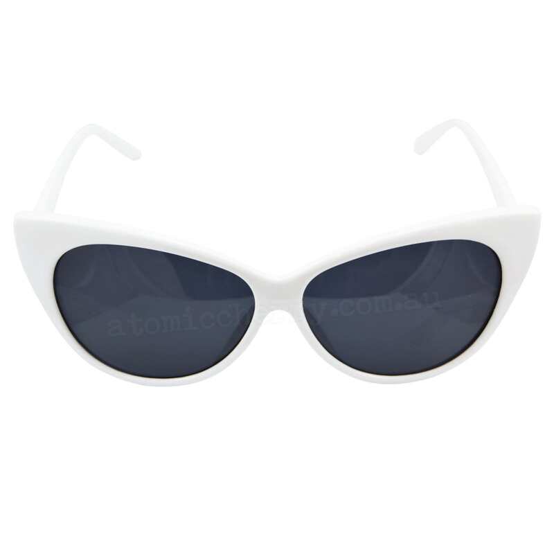 Cat Eye Sunglasses White Retro Rockabilly Pin Up 50 S Tipped Pointed Chic Cool Ebay