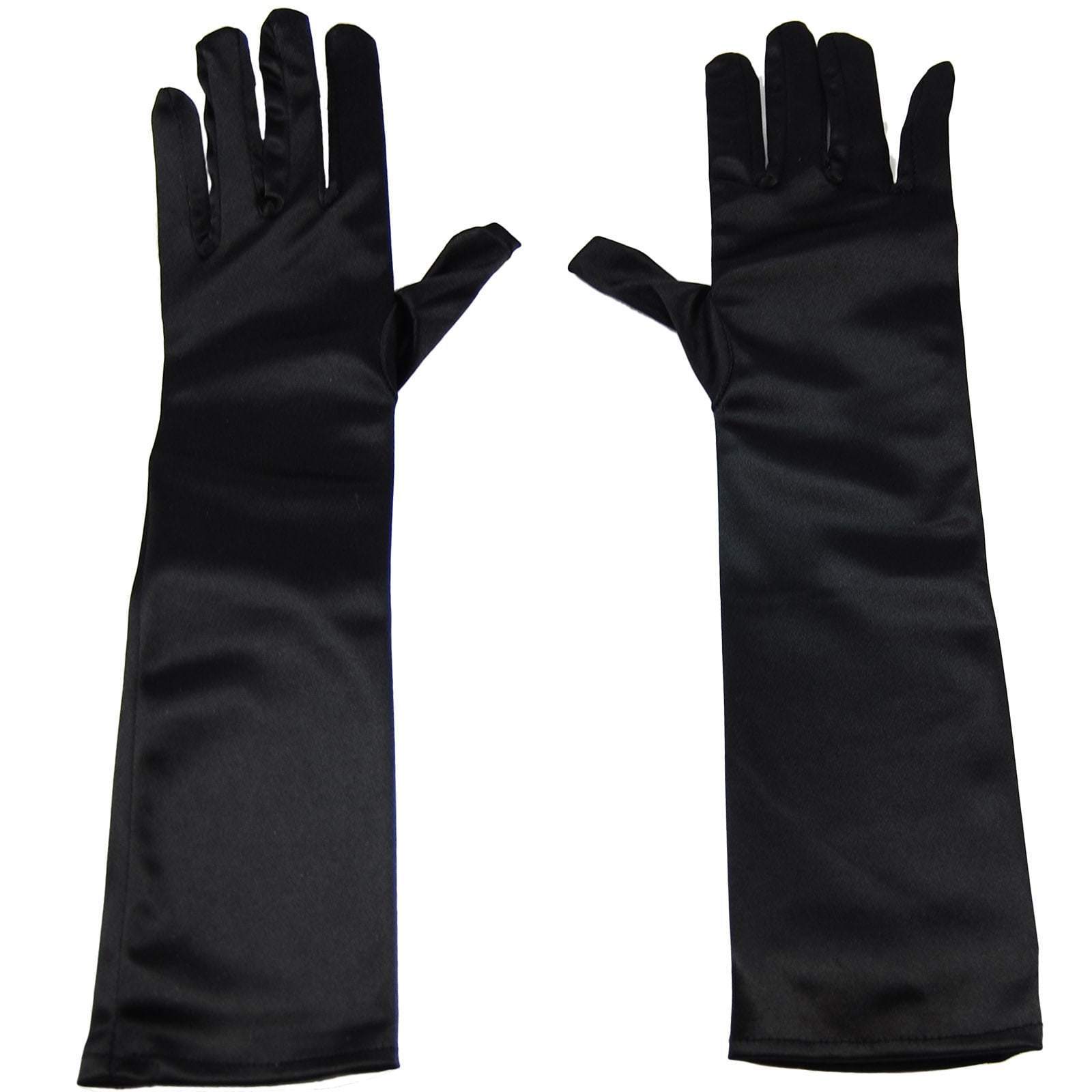 37cm Black Stretch Evening Gloves Below Elbow Audrey Hepburn Opera Prom ...