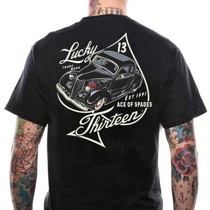 T Shirts Lucky 13 Mens Frankies Garage T Shirt Black It Factory Info