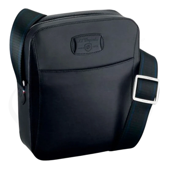 S.T. Dupont Line D Black Leather Medium Cross Shoulder Bag