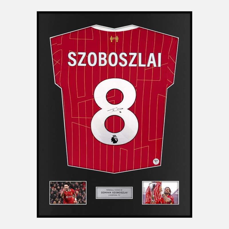 Framed Signed Dominik Szoboszlai Liverpool Shirt 2024-25 Home