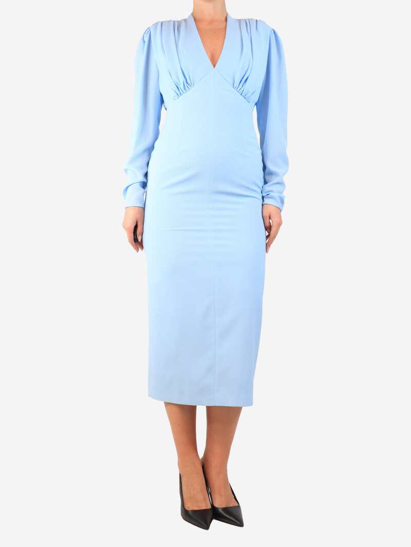 Emilia Wickstead Blue long-sleeve midi dress - size UK 10 | eBay