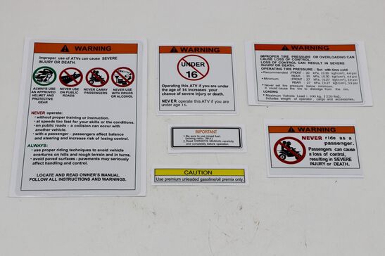 6 piece Yamaha warning decals stickers labels Raptor Blaster