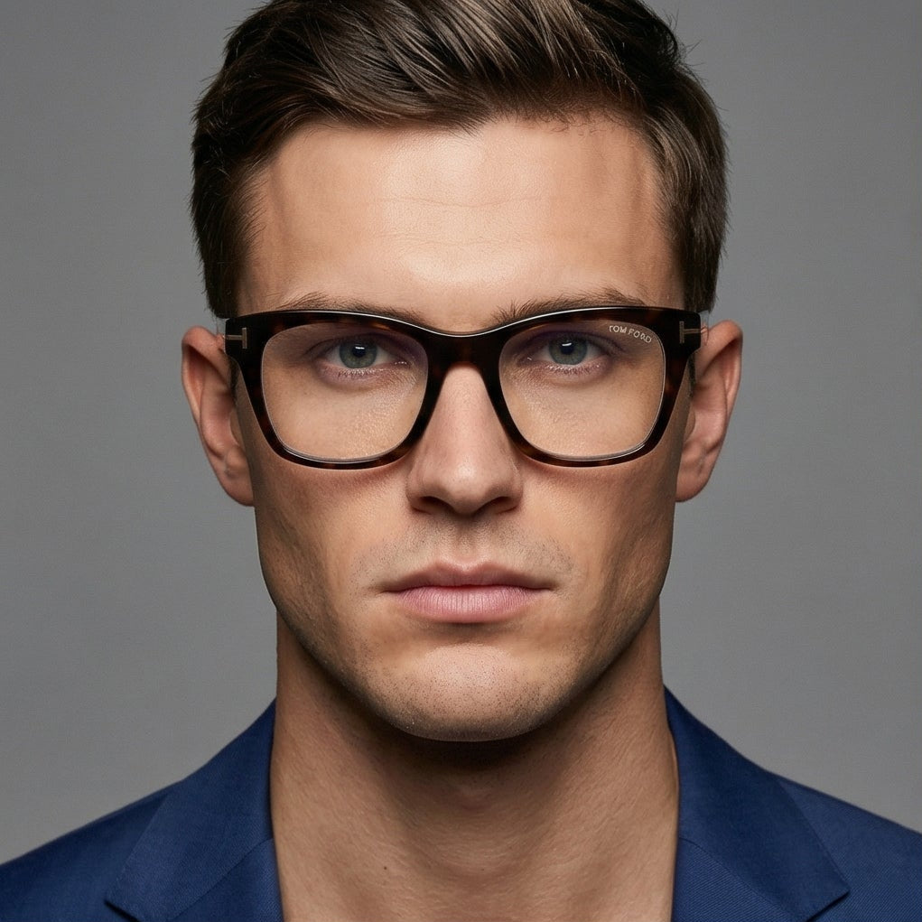 Tom Ford FT5886 Eyeglasses Light Brown Acetate Rectangular Tom Ford Blue Light Collection FT5886-B Eyeglasses  main image 2