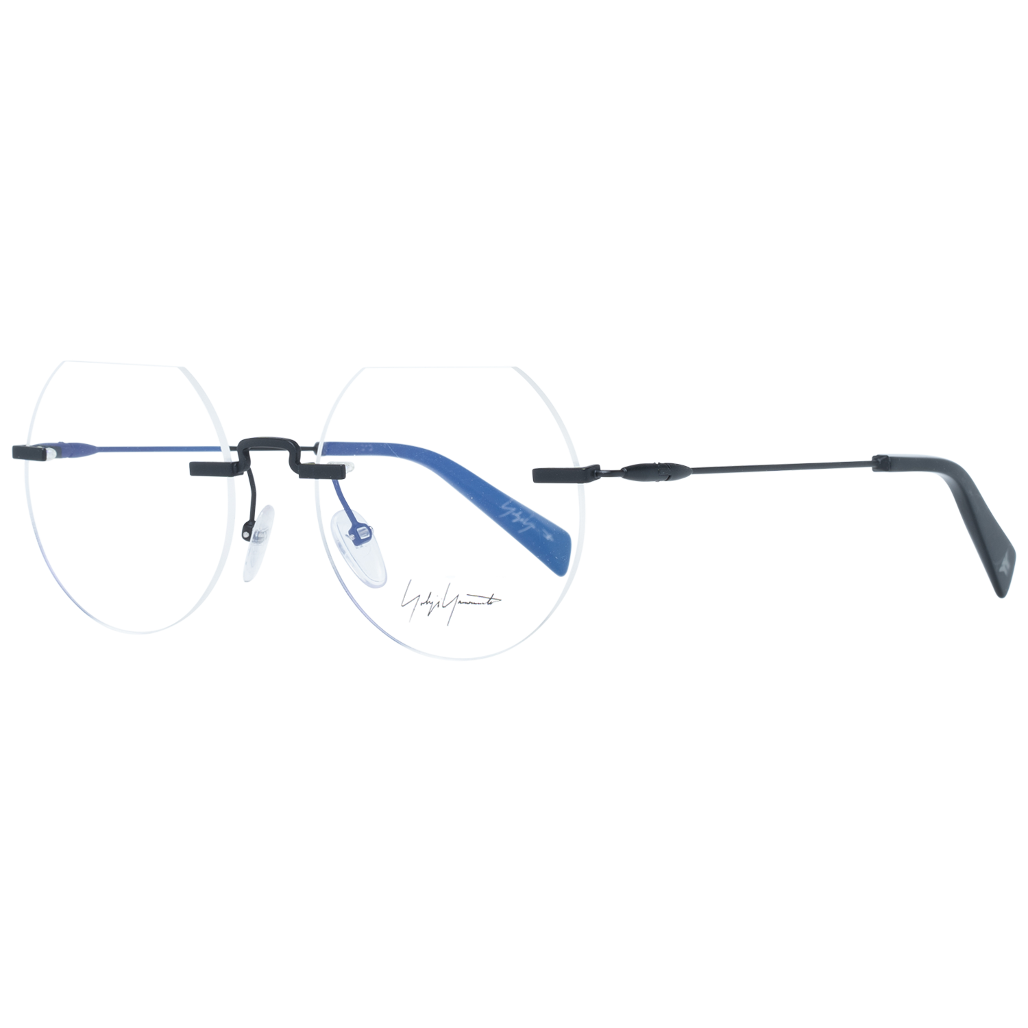 Yohji Yamamoto Glasses Frames Men's Black Round Rimless